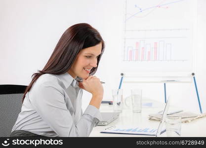 Professional businesswoman work on computer in office