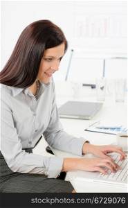 Professional businesswoman work on computer in office