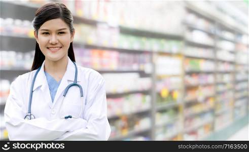 Professional doctor or pharmacist at the hospital or pharmacy. Medical healthcare business and doctor service.