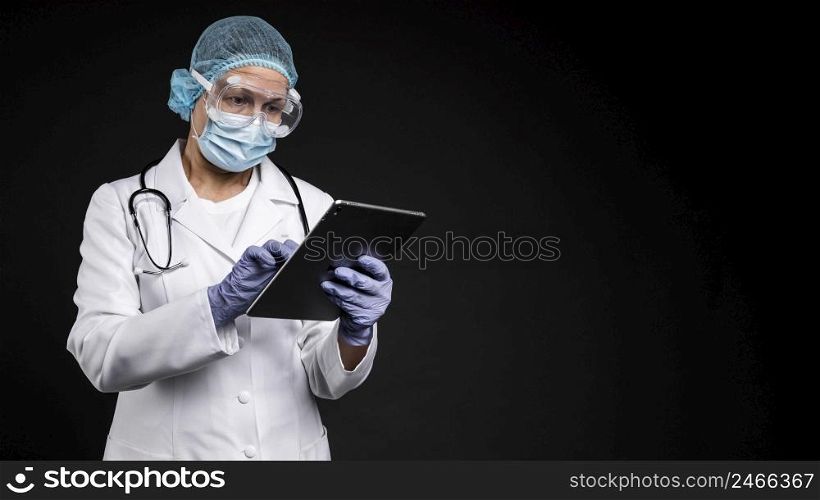 professional doctor wearing pandemic medical equipment