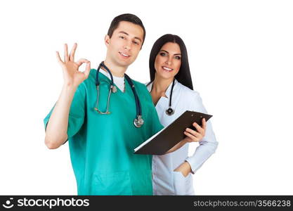 professional doctors say it&acute;s alright on white background