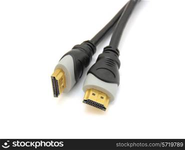 Professional Golden HDMI cable on white background