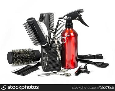 Professional hairdresser tools, isolated on white background