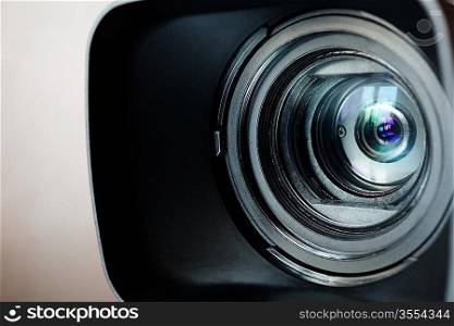professional high definition camcorder in close up, selective focus