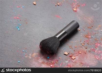 professional make up brushe on black background. make up brushe