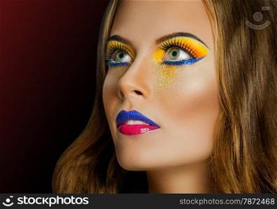 Professional Make up concept. Portrait of young beautiful woman with beauty makeup and perfect skin.