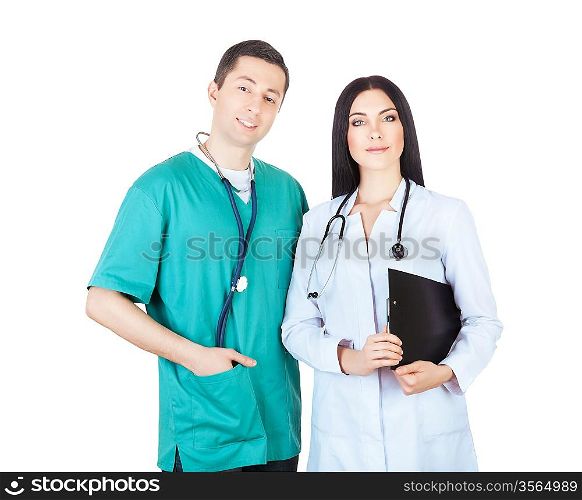 professional medical team on white background