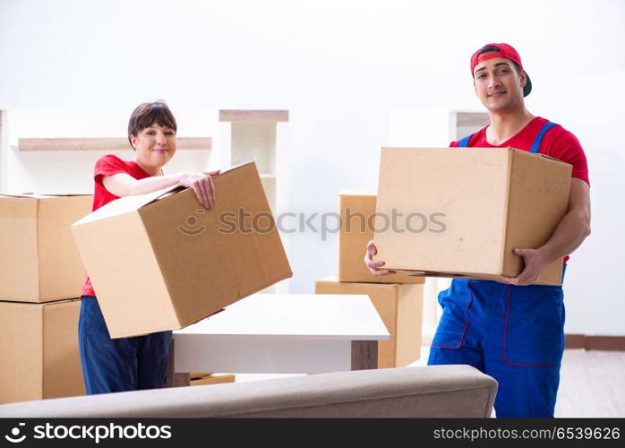 Professional movers doing home relocation