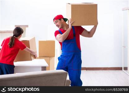 Professional movers doing home relocation