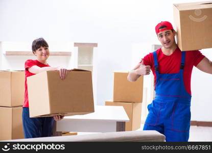 Professional movers doing home relocation