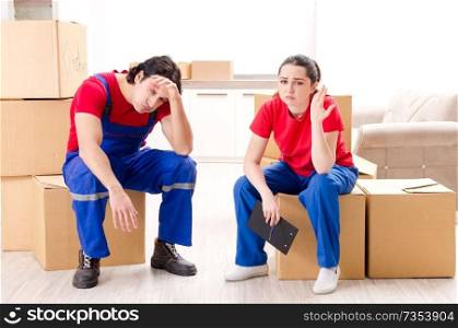 Professional movers doing home relocation 