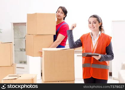 Professional movers doing home relocation 