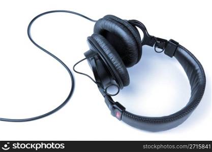 Professional studio headphones over white