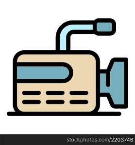 Professional video camera icon. Outline professional video camera vector icon color flat isolated. Professional video camera icon color outline vector