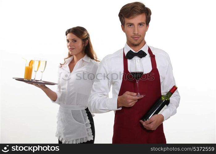 professional waiter and waitress