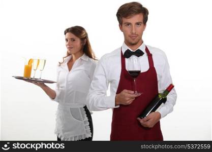 professional waiter and waitress