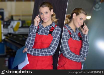 professional young woman using mobile smartphone calling for customer
