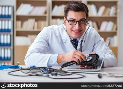 Proffesional repairman repairing broken hard drive