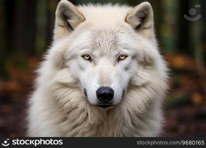 Profile Arctic wolf in the forest.