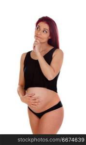 Profile of a woman during of pregnancy. Profile of a woman during of pregnancy isolated on a white background