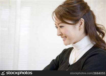 Profile of Japanese office lady