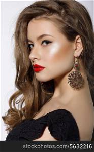 Profile of Respectable Classy Brunette with Earrings