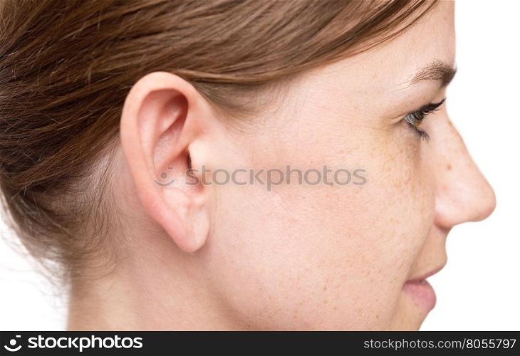 profile portrait of young beautiful woman