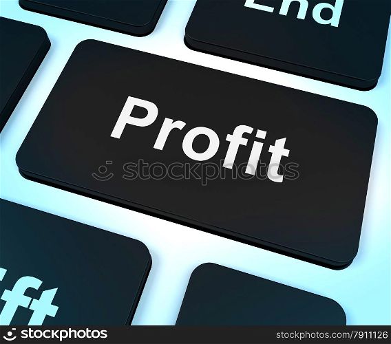 Profit Computer Key Showing Earnings And Investment. Profit Computer Key Showing Earnings And Investments