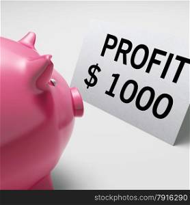 Profit Dollars Showing Revenue Earnings Piggy Savings