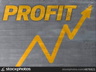 profit graph concept on cement texture background. profit graph concept on cement texture background.