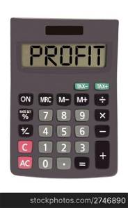 profit on display of an old calculator on white background