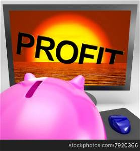 Profit Sinking On Monitor Shows Unprofitable Trading Or Negative Business