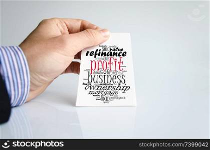 Profit word cloud collage over human hand background