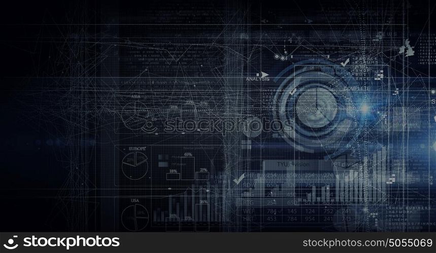 Profits and gains. Digital background image with graphs and diagrams