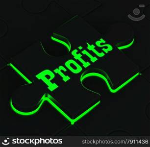 Profits Glowing Puzzle Showing Monetary Incomes And Earnings