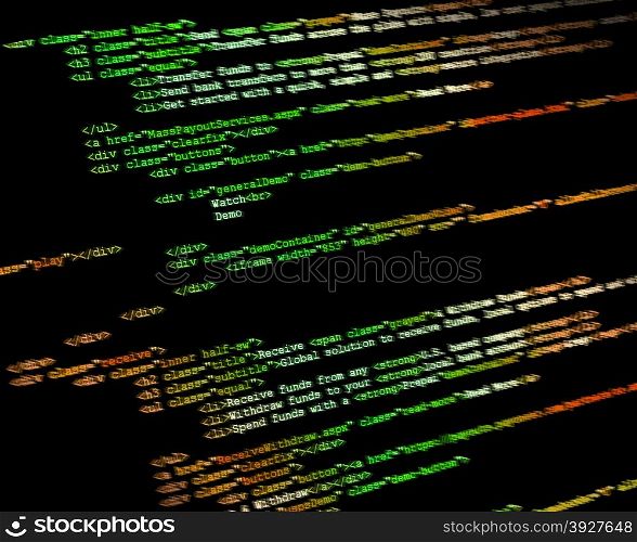 Program code on a monitor background