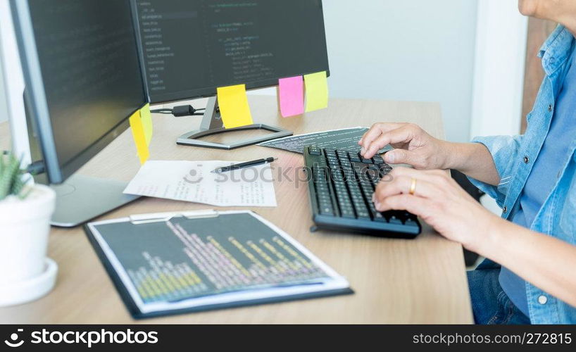 Programmer Outsource Developer coding technologies Website design. Mobile Application Software, Cyber space concept.
