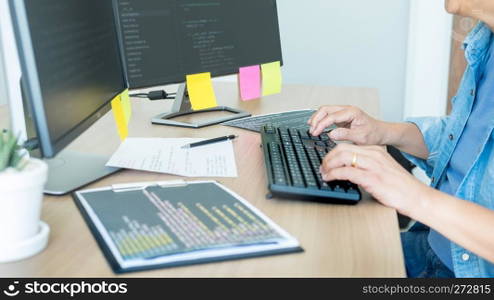 Programmer Outsource Developer coding technologies Website design. Mobile Application Software, Cyber space concept.