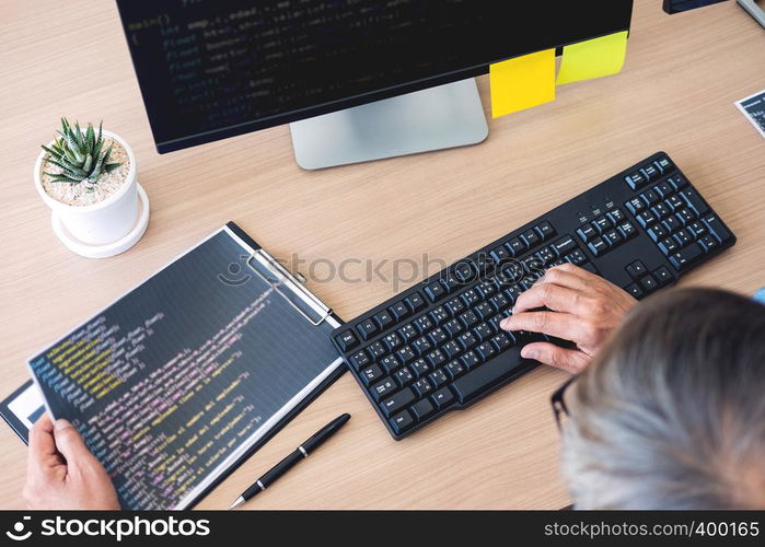 Programmer Outsource Developer coding technologies Website design. Mobile Application Software, Cyber space concept.