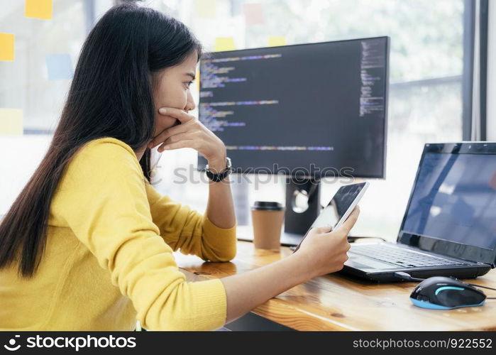 Programmers and developer teams are coding and developing software.