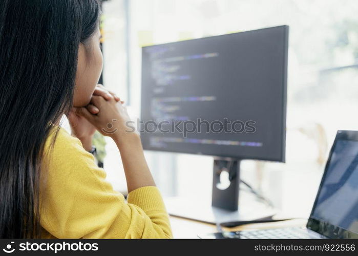 Programmers and developer teams are coding and developing software.