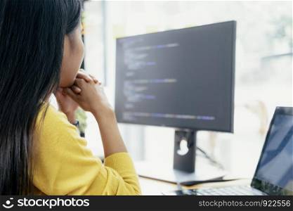Programmers and developer teams are coding and developing software.