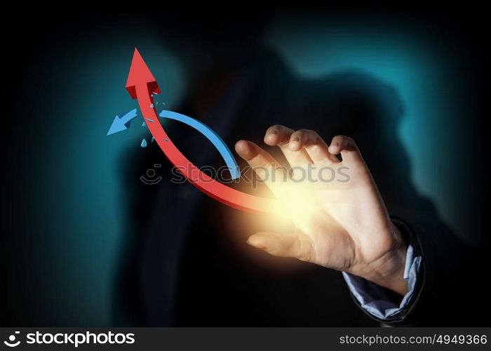 Progress concept. Close up of businesswoman holding graphs in hand
