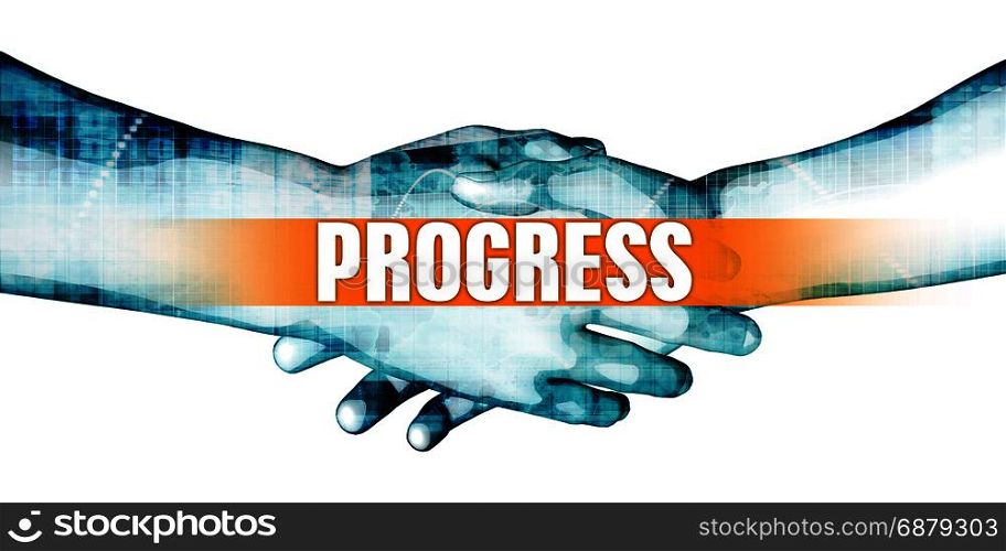 Progress Concept with Businessmen Handshake on White Background. Progress