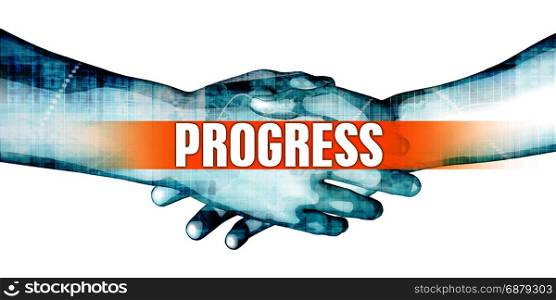 Progress Concept with Businessmen Handshake on White Background. Progress