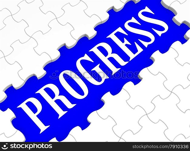 Progress Puzzle Shows Business Growth And Success