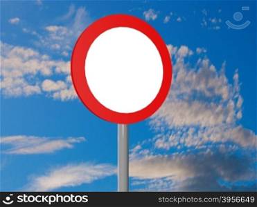 Prohibition of access cartel, blue sky, 3d rendering