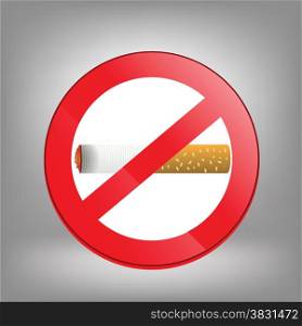 Prohibition sign on grey background. No smoking sign. Sign showing no smoking is allowed. No smoking mark. Smoking prohibited symbol isolated on grey background.