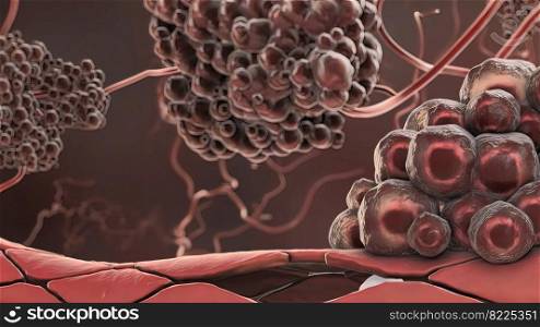 proliferation of tumor cells 3d illustration .. proliferation of tumor cells 3d illustration