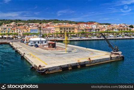 Promenade and harbor in Carloforte, Sardinia, Italy